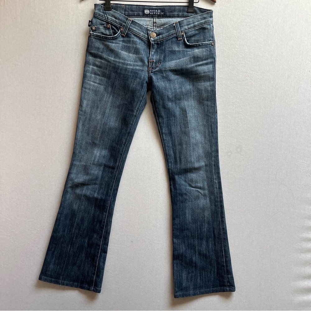 Rock & Republic Low Rise Bootcut Flare Blue Denim Jeans 27